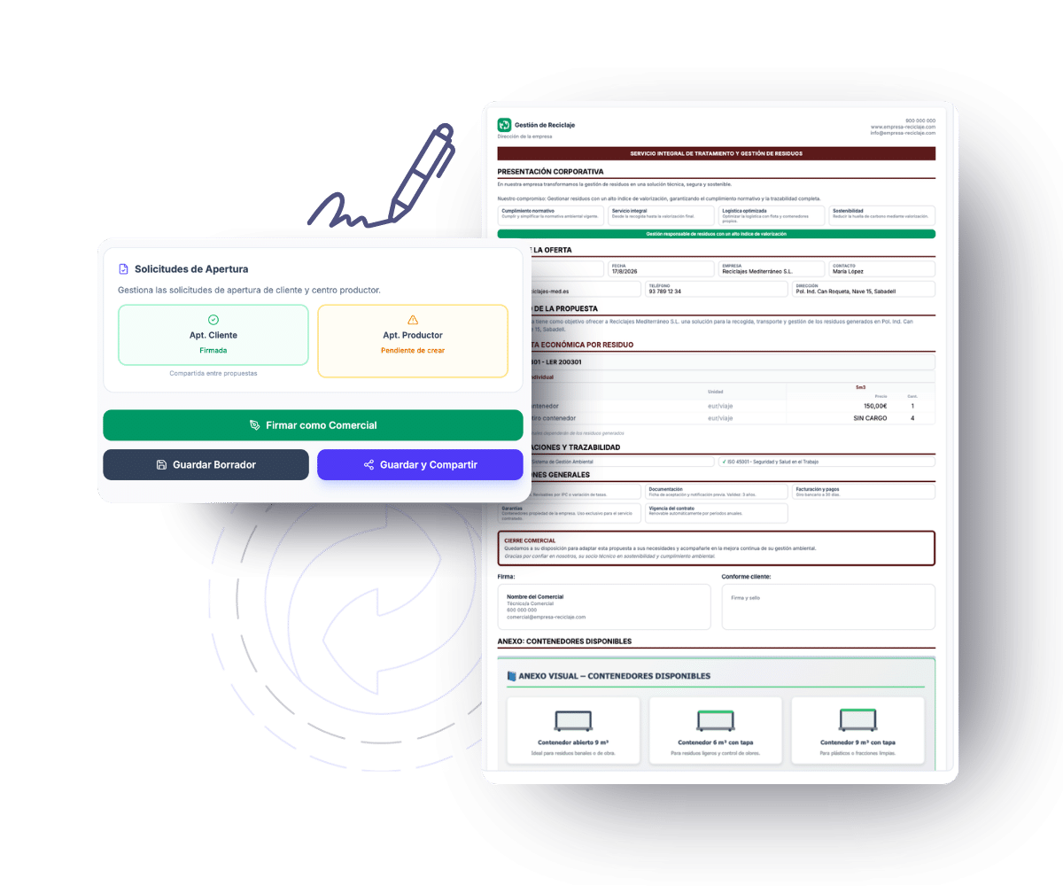 Propix: ofertas y contratos de residuos con tarjetas de seguimiento
