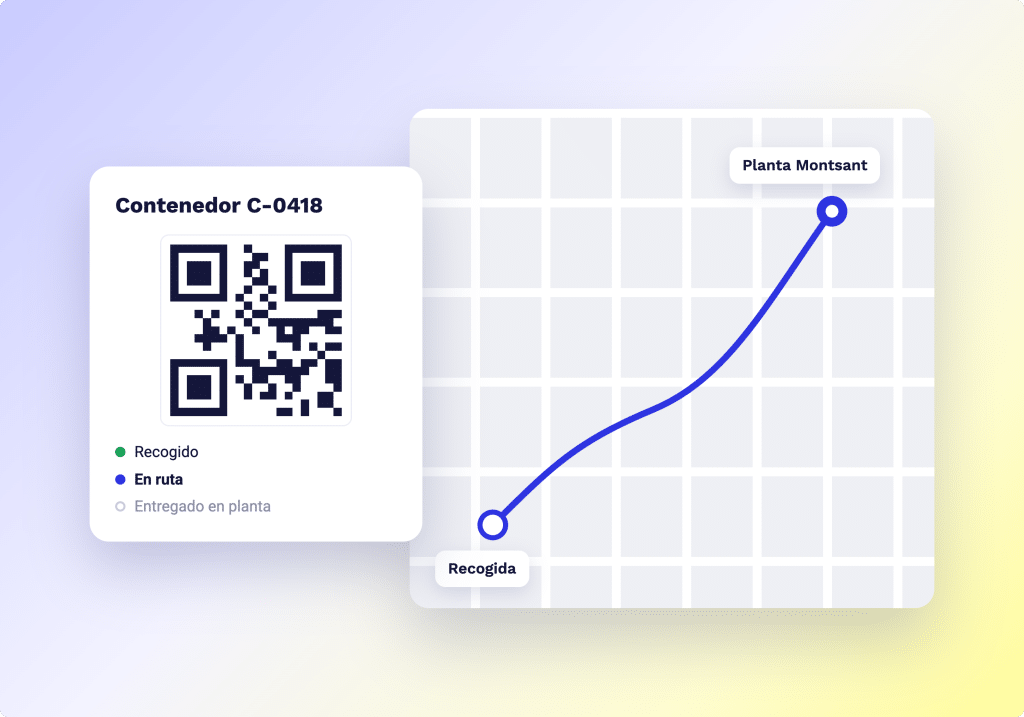 Trazabilidad de residuos: contenedor con código QR y ruta de recogida hasta la planta